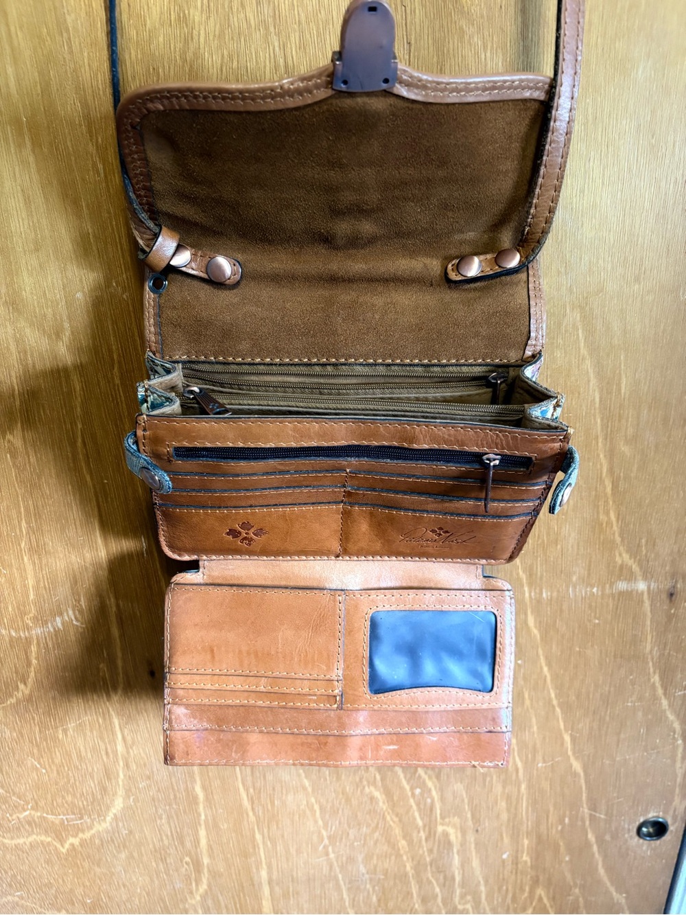 Patricia Nash Floral-Accent Crossbody Bag in Blue and Tan - Picture 4 of 5